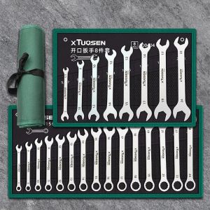 Kunci Pas Ratchet ชุดประแจมือปลายเปิดแบบบางเฉียบประแจสากลเครื่องมือที่ซ่อมรถมอเตอร์ไซค์สำหรับจักรยานชุดประแจอเนกประสงค์