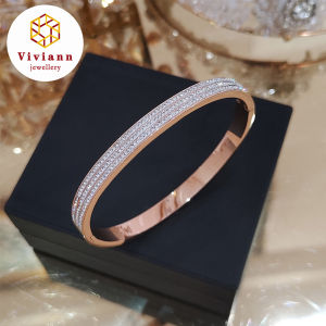 Viviann Original Elegant Classic Crystal Cuff Bangles Bracelets For Women Rose Gold Color Simple Female Opening Bangles Wedding Jewelry Accessories Rhinestone Bangle For Women