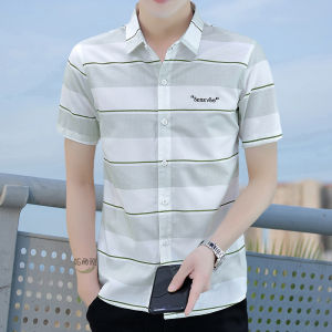 Áo Sơ Mi Nam Tay Ngắn Thời Trang Mùa Hè Màu Khối Cổ Bẻ Thường Thường Mặc Thường Ngày Bằng Polyester Cotton Lanh Không Cần Ủi