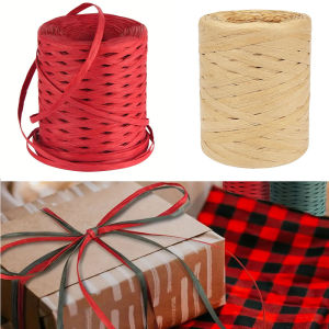200M Raffia Ribbon Paper Ribbon Natural Rafia Yarn Packing Paper Twine for Gift Wrapping Crochet Crafting Craft DIY Decoration