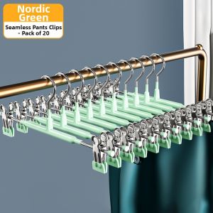 Non-slip and Markless Pants Hanger with Clips