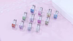 MISEFF S925 Sterling Silver Fashion Multi-coloured Birthstone Earrings 12 Months Lucky Colour Womens Earrings Jewellery Gift