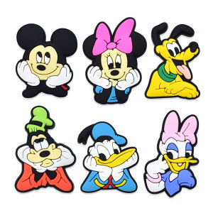Mesuca | Mesuca 6Pcs Cute Cartoon Mickey Goofy PVC Shoe Charms Removable Hole Shoe Decor Classic Animal Figures Casual Shoe Ornament