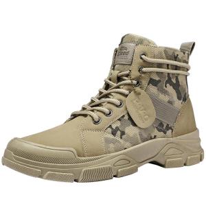 JIFANPAUL | Giày Boots Cao Cổ Vintage Cho Đi Bộ Sa Mạc Mùa Thu Thiết Kế Ngụy Trang