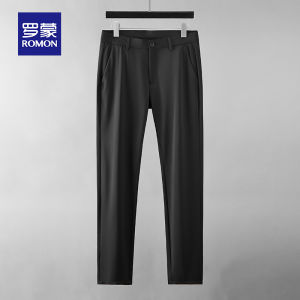 ROMON | Lormen Mens Casual Pants Summer Thin Ice Silk Breathable Loose Straight High-End West Pants Business Elastic Long Pants