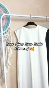 INNER  LONG DRESS  SCUBA PREMIUM POLOS TANPA LENGAN JUMBO KOREAN STYLE VIRAL