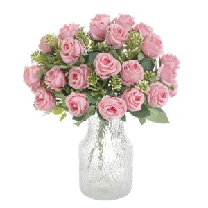 Rose Artificial Flowers Bouquet Silk Fake Flower for Home Decor Table Wedding Decoration Party Bride DIY Vase Flower Arrangement