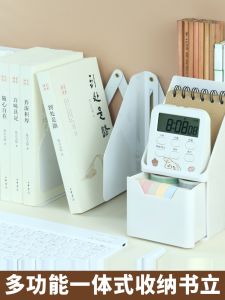 มัลติฟังก์ชั่นแบบบูรณาการ Bookend กล่องเก็บลิ้นชักผู้ถือปากกาเดสก์ท็อป Bookend ขาตั้งชั้นวางแบบปรับได้คลิปบอร์ดแบ่ง