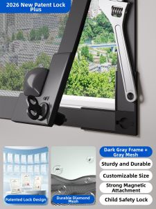 ZTION | Mosquito Prevention Window Screen Self-adhesive Magnetic Invisible Patent Lock