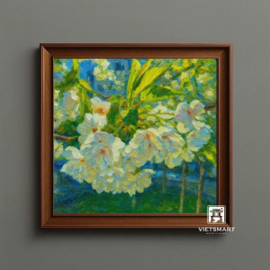 Tranh Nghệ thuật "Cành Hoa Anh Đào" VIETSMART ART - Acrylic 40 x 40cm