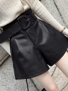 High Waist Wide Leg Pants Womens Casual Fashion plus Size Leather Shorts Autumn Winter Spring Summer High Waist Slimming Pants