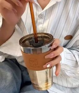 VOOVA Gelas Tumbler / Gelas / Cangkir kopi / Gelas Kaca Tumbler / Gelas Tumbler Aesthetic / Gelas Serbaguna / Anti Panas
