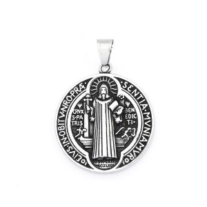 Vintage 316L Stainless Steel Saint Benedict Exorcism Pendant Necklace For Men Fashion Catholic Amulet Jewelry Gifts Dropshipping