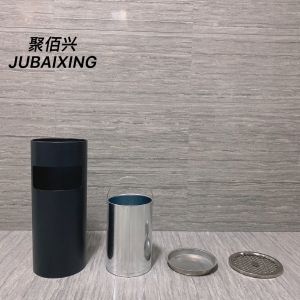 Hotel Sanitation Lobby Vertical Stainless Steel Round Trash Can