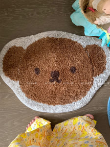 VIKAMA Adorable Cartoon Boris Bear Floor Mat Plush Soft Non-Slip Rug Home Bedroom Doormat Carpet Home Decor