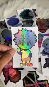 Stiker Hologram KILUA X HUNTER Chibi Ukuran 9 cm