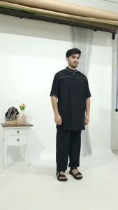 Setelan Baju Muslim Pakistan Qurta Alkhalifi Dewasa Pria ( Free 1 Peci + 1 Tasbih)