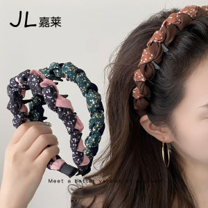 Retro Floral Print Hairband Womens High Top Double Color Gradient Hair Accessories Versatile Hair Grips for Washing Face