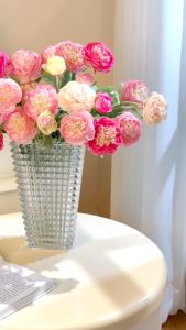 Hoa mao lương hoa trà giả 1 cành 2 bông 1 nụ phủ nhung cao cấp trang trí nhà cửa phòng khách decor sự kiện tiệc cưới hoa để bàn