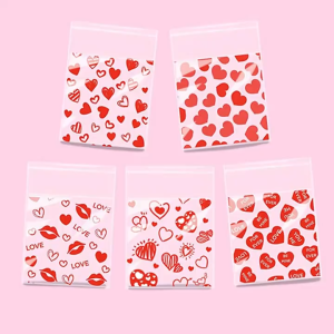 Valentines Day Cookie Bags | Love Snack & Candy Favor Bags for Party Loot Classroom Favor