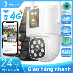 Camera IP PTZ Wifi Năng Lượng Mặt Trời 4G 4K 8MP HD CCTV Ngoài Trời Với Tính Năng Phát Hiện Chuyển Động Người Bằng AI Tự Động Theo Dõi Điều Khiển Bằng Ứng Dụng ICSee