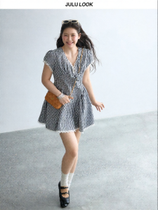 JULULOOK | Đầm Trẻ Trung Kiểu Hàn Quốc Phối Ren Caro