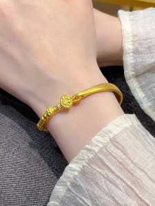 Chinese Style Ancient Ruyi Half Bracelet Bracelet Womens Yellow Gold Woven Bracelet 999 Bracelet Light Luxury Minority Exquisite