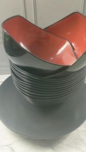 Mangkuk Ramen Aestetik: Mangkuk Sozu Segi Cornelius Dua Warna Merah Hitam