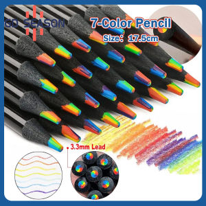 1Pcs Black Wood Rainbow Pen Large 7-Color Pencil for Sketching Graffiti Painting Student Stationery
