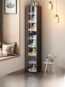 Transparent Plastic Shoe Box Storage Organizer Display Rack Wall Mounted Space Saving Shoe Cabinet for Bedroom Macaron Color