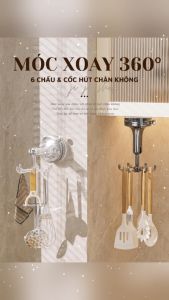 Móc Treo Tường 6 Chấu Đa Năng Xoay 360° – Móc Treo Đế Cốc Hút Chân Không - Ji Ji Shop