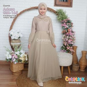 Gamis Anak Mewah with Tulle Adara Series by Cutetrik GM-165 warna Coklat untuk Usia 5 tahun- ABG