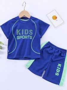 Quick Dry Childrens Short Sleeve Sports Uniform Set Boys Athletic Wear Girls T-Shirt Shorts Combo for Ages 3-14