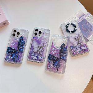 Chinese Style Ink Butterfly Phone Case Suitable for 90 Glory 100 Play 50Plus/Magic6/Glory 80gt New Chinese Style Love of Butterfly Flowing Liquid Cyber Celebrity Style Quicksand