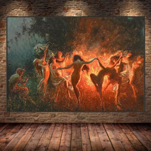 500/1000/1200/2000PCS Jigsaw Puzzle Tomanek Nymphs Dancing Around Fire Vintage Art For Adults Perfect Gift For Art Lovers