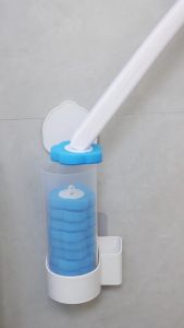 Disposable Toilet Brush Wall Mounted Toilet Cleaning Brush Toilet Sponge Brush with Replaceable Brush Head 360 Revolving Toilet Brush