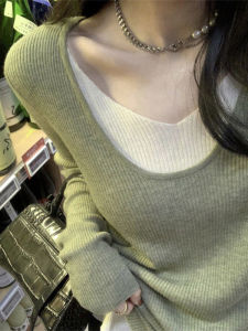 High-end Stylish Unique Fashion Loose Fit Faux Layered Sweater Top