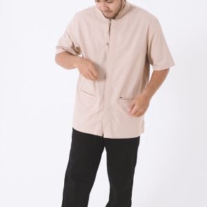 M Gee Baju Muslim Koko Pria Lengan Pendek Mgee AZKA C072 Khaky