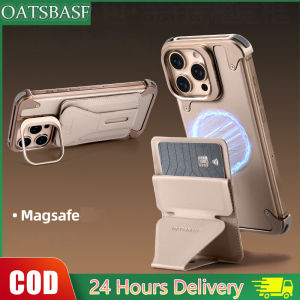 OATSBASF Metal Frame Magsafe Phone Case With Magnetic Card Case For iPhone 16 ProMax/16 Pro Shockproof Cover