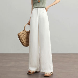 HIPPIE MISS | Breathable Smooth Ramie Tencel Pants Straight Leg Wide