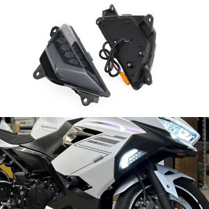 For KAWASAKI Ninja 250 300 EX300 Ninja 400 650 EX650 ZX-6R LED Front Turn Signals Blinker Indicator Daytime Running Light