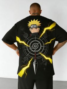 Bandai | Naruto Costume Anime 2 Dimensional Vortex Naruto Impression Cos Summer Wear Men and Women Short-sleeved T-shirt Trend