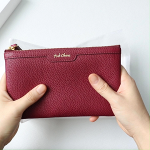 Ví Cầm Tay Nữ Clutch PINK OHARA Đựng Điện Thoại Da Bò Thật