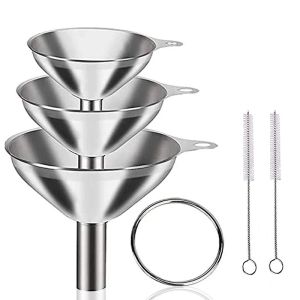 Stainless Steel Kitchen Funnels Set Food Grade Metal Funnels For Filling Bottles Small Funnels For Essential Oil Spices