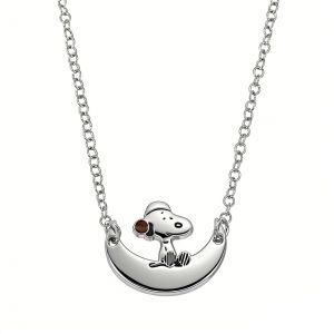 Bandai | Cute animated cartoon Snoopy moon pendant simple and versatile fashionable metal jewelry necklace friend gift