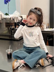 Girls White Long Sleeve Cotton T-Shirt: A Spring & Autumn Casual Style