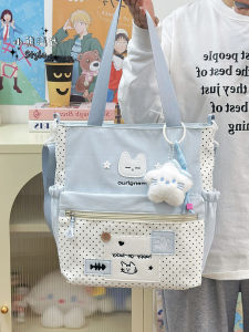 Japanese Style Ins College Fresh Color Collision Shoulder Bag Womens Large Capacity Crossbody Bag for Class And Tutoring