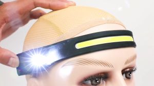 USB Rechargeable Silicone LED Headlamp COB 230° Wide Beam Headlight Flashlight Outdoor Night Light Head Lamp Waterproof