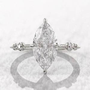 Huitan Simple Style Women Versatile Ring Inlaid Sparkling Marquise Cubic Zirconia Fashion Lady Party Daily Accessories Jewelry