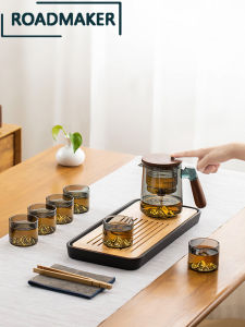 Elegant Glass Tea Pot And Cup Set Tea Water Separation Modern High End Young Adult Tea Making Kit Roadmaker Handmade Heat Resistant